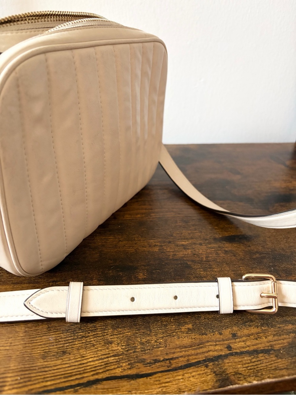 Coach Quilted Ivory Leather Crossbody with Gold Hardware - Picture 2 of 8